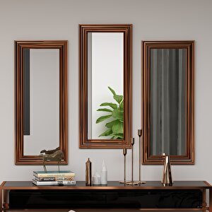 Lavia 3'lü Dekoratif Bronz Çerçeveli Salon Dresuar Aynası