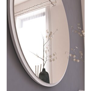 Ozze Dekoratif Yuvarlak Beyaz Dresuar Aynası