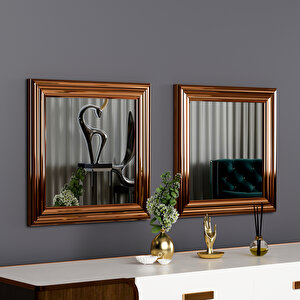 2'li Bronz Çerçeveli Dekoratif Salon Dresuar Aynası