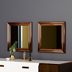 2'li Bronz Çerçeveli Dekoratif Salon Dresuar Aynası