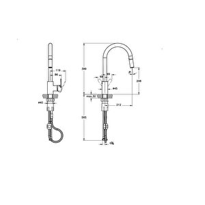 Maestro Standart  Pull Down Eviye Bataryası Krom A42162