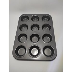 12 Bölmeli Yanmaz Ve Yapışmaz Kek Kapsülü Yapışmaz Mini Tart Kek Kapsülü Muffin Ekler Kalıbı 35-27 Cm