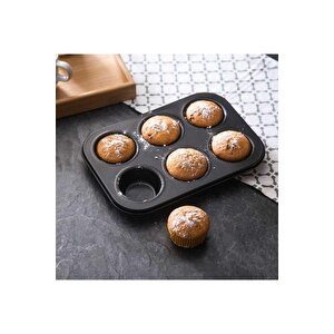 6 Bölmeli Yanmaz Ve Yapışmaz Kek Kapsülü Yapışmaz Mini Tart Kek Kapsülü Muffin Ekler Kalıbı 26-18 Cm