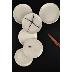 Digithome 6'lı Deniz Form Porselen Pasta Tabağı Seti 19 Cm Krem – Tl4037058 C320.003