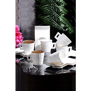 6 Lı Porselen Kahve Fincan Takımı İkramlı Byp-0013