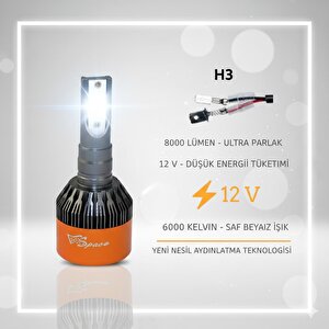 12v 8000lm Beyaz H3 Led Far Ampulü (48w) Sağ Sol
