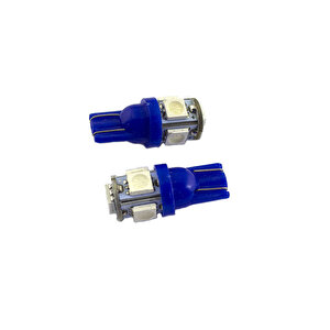 Led Ampul Dipsiz T10-5smd Mavi 2'li Set 24v / Laam638-1