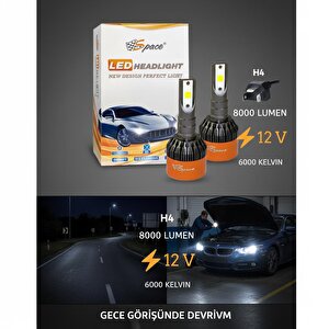 12v 8000lm Beyaz H4 Led Far Ampulü (48w) Sağ Sol