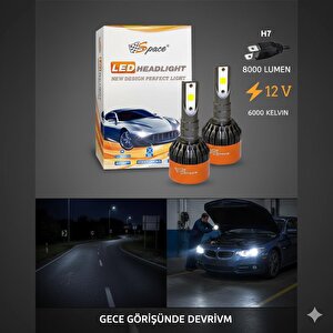 12v 8000lm Beyaz H7 Led Far Ampulü (48w) Sağ Sol