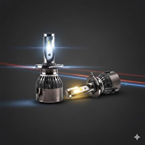 12v Çift Renk Sarı Beyaz H4 Led Far Ampulü Sağ Sol