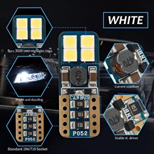 Space Led Ampul T10 8 Smd Canbus'lı Beyaz 2'li Set / Laam628