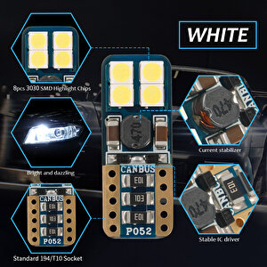 Space Led Ampul T10 8 Smd Canbus'lı Beyaz 2'li Set / Laam628