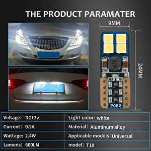 Space Led Ampul T10 8 Smd Canbus'lı Beyaz 2'li Set / Laam628