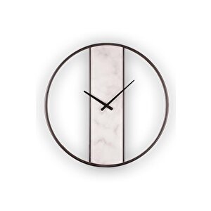 Demre Mermer Desenli Sessiz Mekanizmalı Modern Duvar Saati 61,5 Cm Beyaz