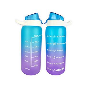 1 Lt Çift Renk Ölçü Baskılı Motivasyon Sağlıklı Plastik Su Şişesi Mavi – 161546-160 C1-1-139