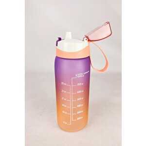 1 Lt Çift Renk Ölçü Baskılı Motivasyon Sağlıklı Plastik Su Şişesi Yavruağzı – 161646-162 C1-1-139