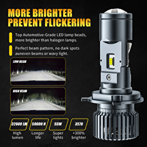 Premium Led Far Ampulü Lensli H4  16.000lm / Laam958