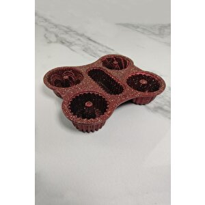 Döküm 5’li Muffin Kek Kalıbı Kırmızı - Mnb05417