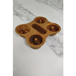 Döküm 5’li Muffin Kek Kalıbı Gold - Mnb05417