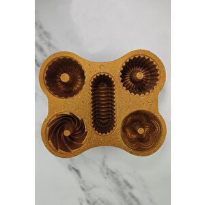 Digithome Döküm 5’li Muffin Kek Kalıbı Gold - Mnb05417