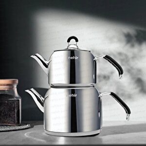 Çelik Çaydanlık Takımı Seti Modern Mini