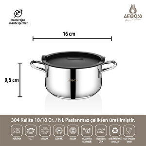 Amboss Smoky 6 Parça Paslanmaz Çelik Mini Tencere Seti