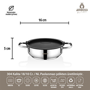 Amboss Smoky 6 Parça Paslanmaz Çelik Mini Tencere Seti