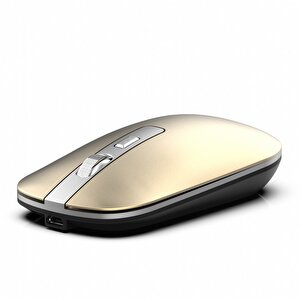 Inca Kablosuz Bluetooth & Wireless Gold Mouse Rechargeable Special Gold Metallic Silent Mouse Iwm-531rs