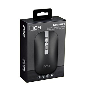 Inca Kablosuz Bluetooth & Wireless Antrasit Mouse Special Antrasit Metallic Silent Mouse Iwm-531ra