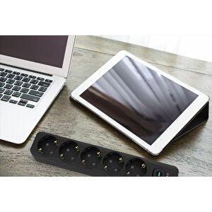 Incaipw-44tu 5 Port 2x Usb Type-c Akım Korumalı Led Tuşlu Priz 1.5m - Siyah
