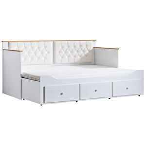 Alaçatı Bazalı Divan Karyola Çekmeceli + Soft Yatak - Krem