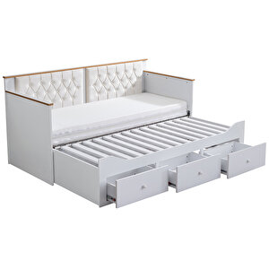 Alaçatı Bazalı Divan Karyola Çekmeceli + Soft Yatak - Krem