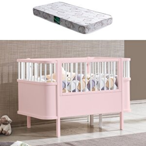 Mdf Beşik, 90x130 Trend Büyüyen Beşik Pembe + 1 Adet  90x130 Comfort Yatak Pembe