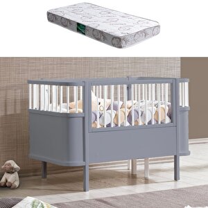 Mdf Beşik, 90x130 Trend Büyüyen Beşik Antrasit + 1 Adet  90x130 Comfort Yatak Antrasit