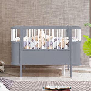 Mdf Beşik, 90x130 Trend Büyüyen Beşik Antrasit + 1 Adet  90x130 Comfort Yatak Antrasit