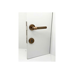 Punch Mat Antik Sarı Rozetli Oda Kapı Kolu 4 Takım Antik Sarı