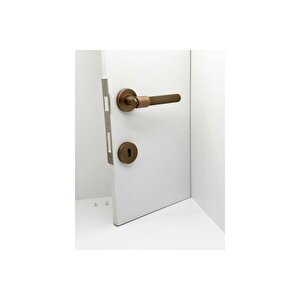 Punch Mat Antik Sarı Rozetli Oda Kapı Kolu 4 Takım