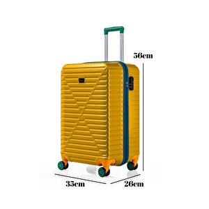 Kabin Boy %100 Polikarbon Valiz 4x2 Teker Sarı 1088