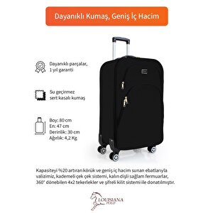 Büyük Boy 4 Teker Kumaş Valiz Siyah 1081