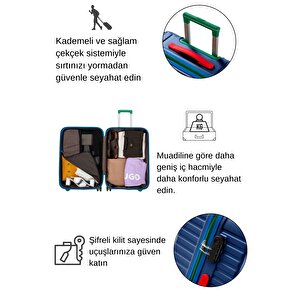 Kabin Boy %100 Polikarbon Valiz 4x2 Teker Lacivert 1088
