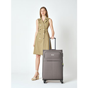 Pierre Cardin Ultra Light Hafif Lüx Kumaş Büyük Boy Valiz Antrasit 04pc6000