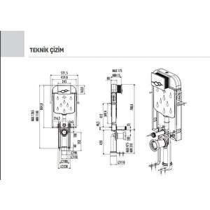 Creavit Gr5001 + Gömme Rezervuar - Tp325 Asma Klozet 5li Set Ulti̇ma Kapak