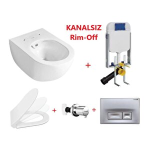 Creavit Free Rim-off Asma Klozet Beyaz Fe322 + Slim İnci Nkp Yavaş Kapaklı