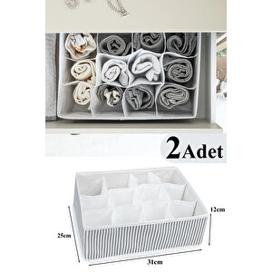 2 Adet 12 Bölmeli Çok Amaçlı Organizer Çekmece Düzenleyici Gri 2