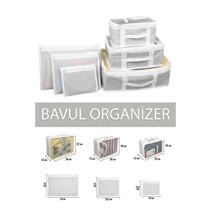 6 Lı Bavul Içi Organizer Seyahat Çantası Düzenleyici Beyaz