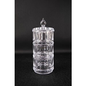 3 Katlı Cam Sunumluk Kurabiyelik Şekerlik Lokumluk 8 Cm – Ku.mpp.003 C1-1-288