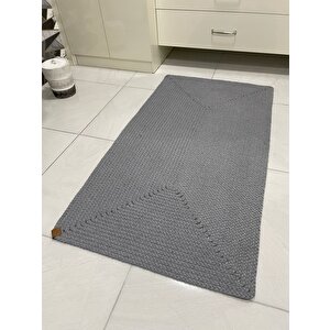 Petek Hasır Jut Açık Gri Örgü Halı & Kilim 100 x 150 cm
