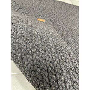 Petek Hasır Jut Dikdörtgen Antrasit Örgü Halı & Kilim 80 X 300 cm