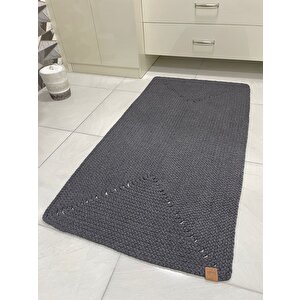 Petek Hasır Jut Dikdörtgen Antrasit Örgü Halı & Kilim 100 X 200 cm
