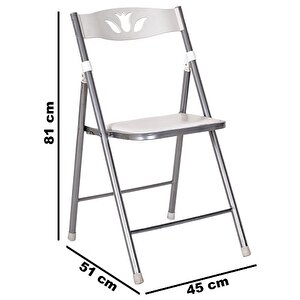 Katlanır Mutfak Sandalyesi Kırma Koltuk Beyaz 2 Adet 1054